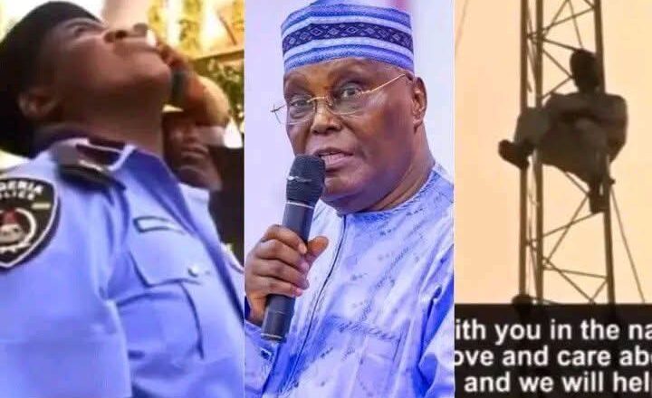 Kalli Yanda wani matashi ya hau Saman karfen Sabis yace ba zai sauko ba sai Atiku Abubakar ya biyashi bashin Naira Miliyan 15 da yake binsa ko kuma ya kàshè kansa