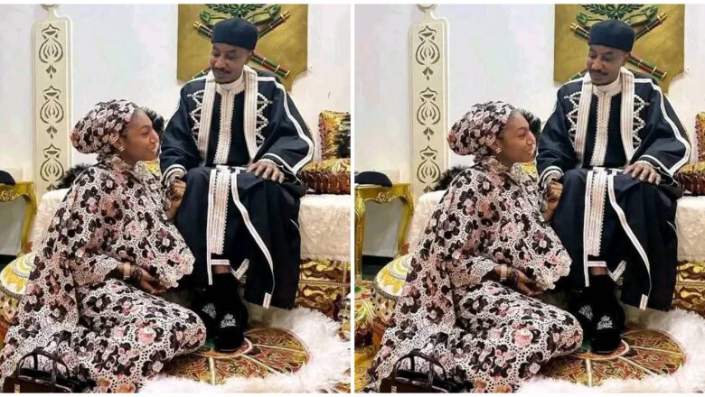 Hoton Sarkin Kano Muhammadu Sanusi Lamido Na ll tare da matar ɗan sa