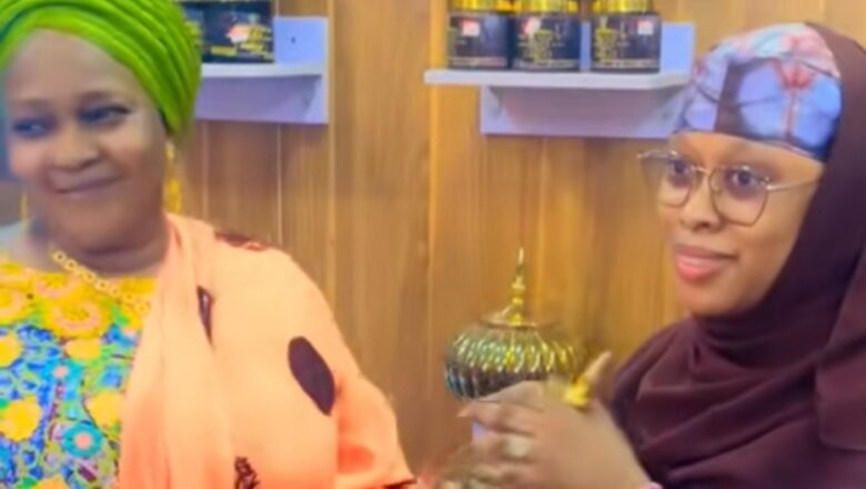 Kalli Bidiyon: Diyar tsohon Gwamnan Kano, Balaraba Ganduje ta bayar da Naira Miliyan 10 a wajan bude shagon kwalliya na Tauraruwar fina-finan Hausa Rashida Mai Sa’a