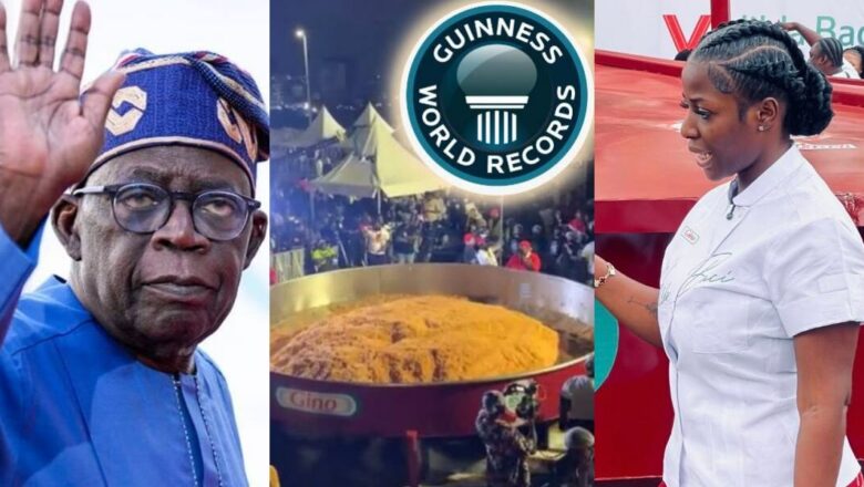 Shugaban kasa, Bola Ahmad Tinubu ya jinjinawa Hilda Baci wadda ta dafa shinkafa a Tukunya mafi girma a Duniya