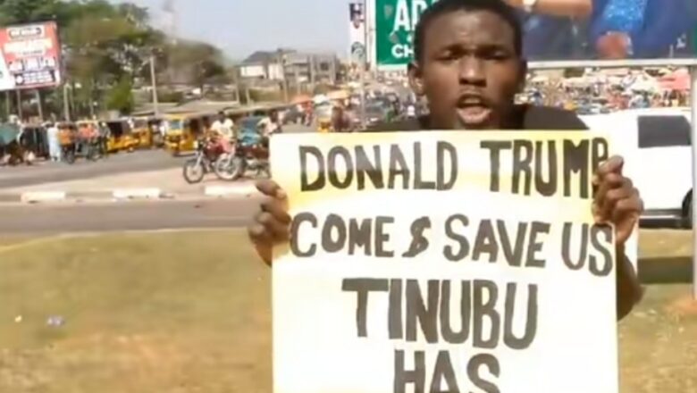 Kalli Bidiyon yanda matashi ya fito yana zanga-zanga shi kadai yana kiran kasar Amurka ta kawo dauki Najeriya inda yace shuwagabanni sun gaza