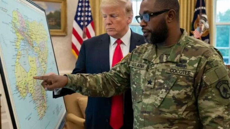 Kalli Yanda wani dan Najeriya dake aiki a matsayin sojan Amurka ke nunawa shugaban kasar Amurka, Donald Trump indah Najeriya take