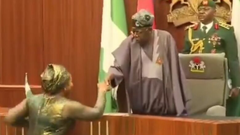 Kalli Bidiyon: Matar Sabon Ministan tsaro, Christopher na shan Yabo kan yanda ta durkusa har kasa ta gaishe da shugaba Tinubu