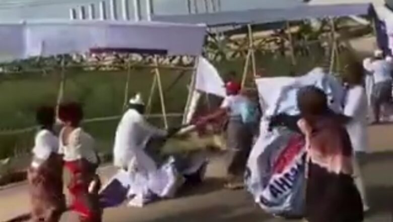 Kall Bidiyon yanda mutane suka rika wasan kura da yaga fastar shugaba Tinubu bayan ziyarar da ya kai jihar Bayelsa