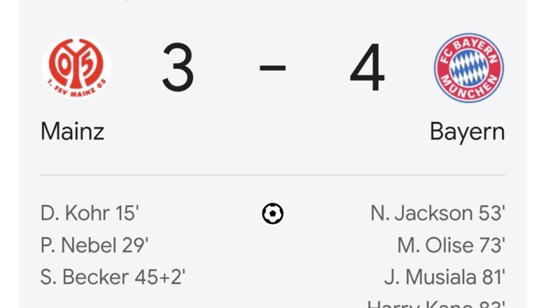 Kalli Bidiyon: Bayan da Mainz 05 sukawa Bayern  Munich 3-0, Munich sun farke duka kwallayen aka tashi wasa 3-4