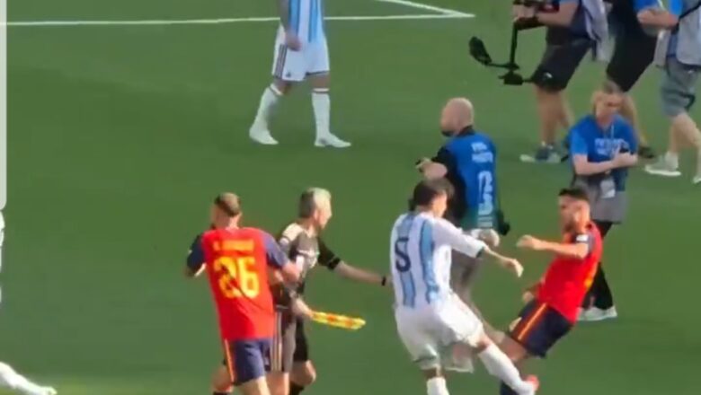 Kalli Bidiyon: Fadan da ya barke tsakanin ‘yan wasan Spain dana Argentina bayan kammala wasan jiya