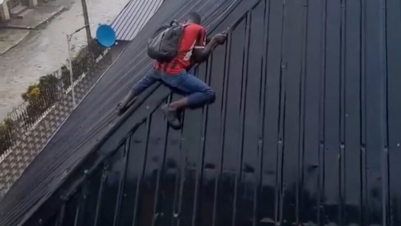 Kalli Bidiyon: Yanda Wani me saka sola ke saukowa daga rufi me tsawo