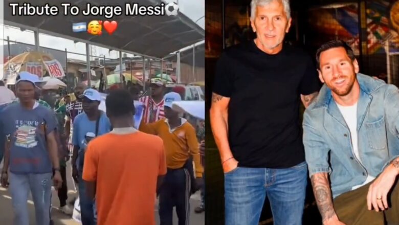 Kalli Bidiyon: Yanda Masoyan Messi a garin Ogene na kudancin Najeriya suka fito titi dan nuna jimamin rasuwar mahaifin Messin