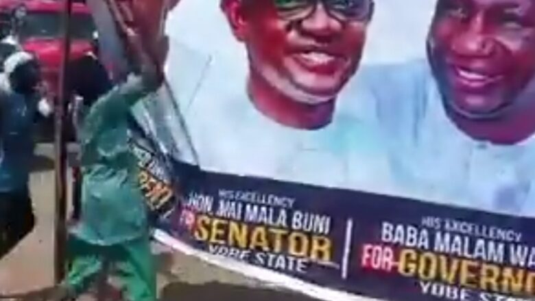 Kalli Bidiyon: Yanda matasa suka lalata fastar Yakin neman zaben shugaban kasa, Bola Ahmad Tinubu a Jihar Yobe